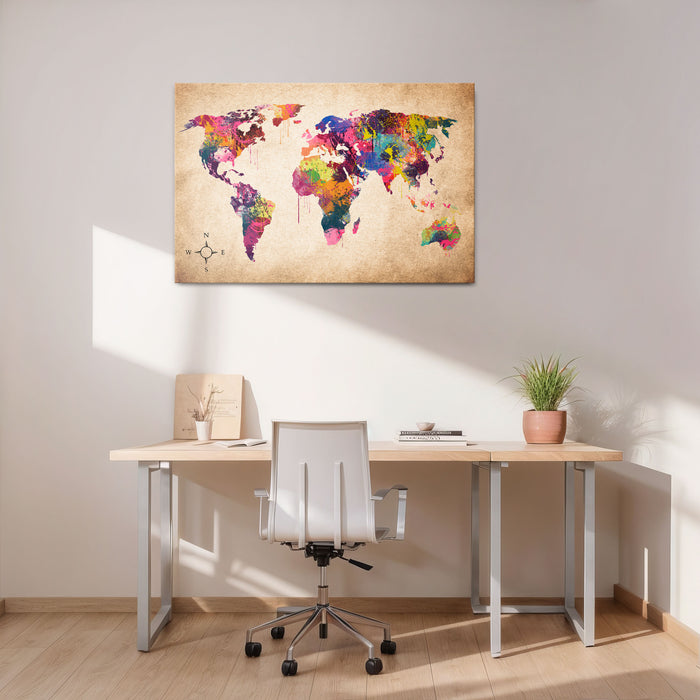Obraz - kolorowa mapa świata